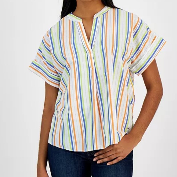 Women's Cotton Striped Popover Shirt - Picture 1 of 3